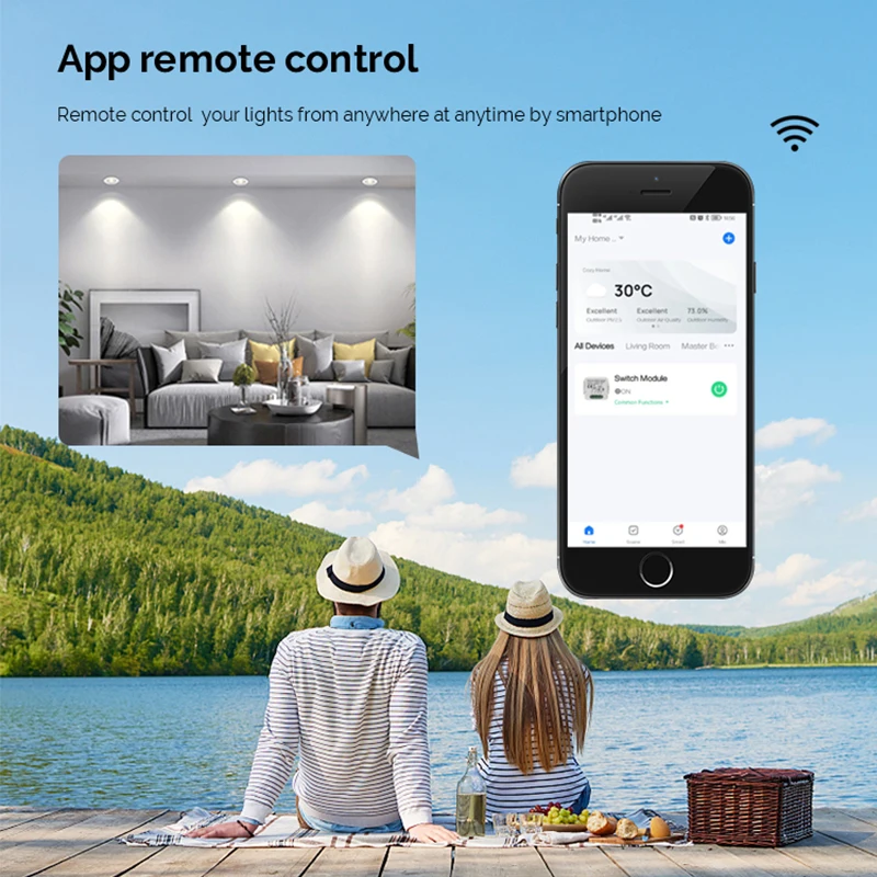 Выключатель Tuya DIY Модуль Wifi Smart Light Модуль 10A 100 - 240V Двусторонний пульт дистанционного управления приложением в сочетании с домашней страницей Alexa Google 1 / 2 / 3 / 4 Gang