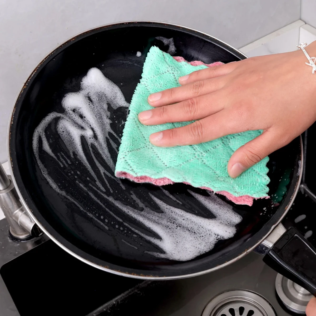 5/10pcs Kitchen Cloth Dish Towels Premium Dishcloths Super Absorbent Coral Velvet Dishtowels Nonstick Oil Washable Fast Drying