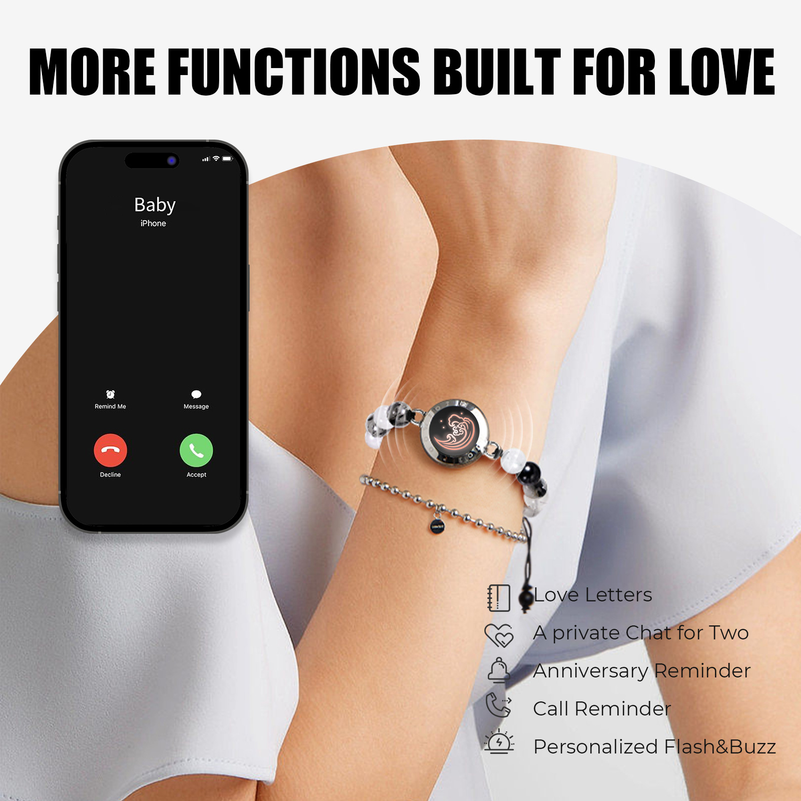 TOTWOO Valentinstagsgeschenk-Armbänder, Langstrecken-Touch-Armband für Paare, Vibration und leuchtender Bluetooth-Kopplungsschmuck