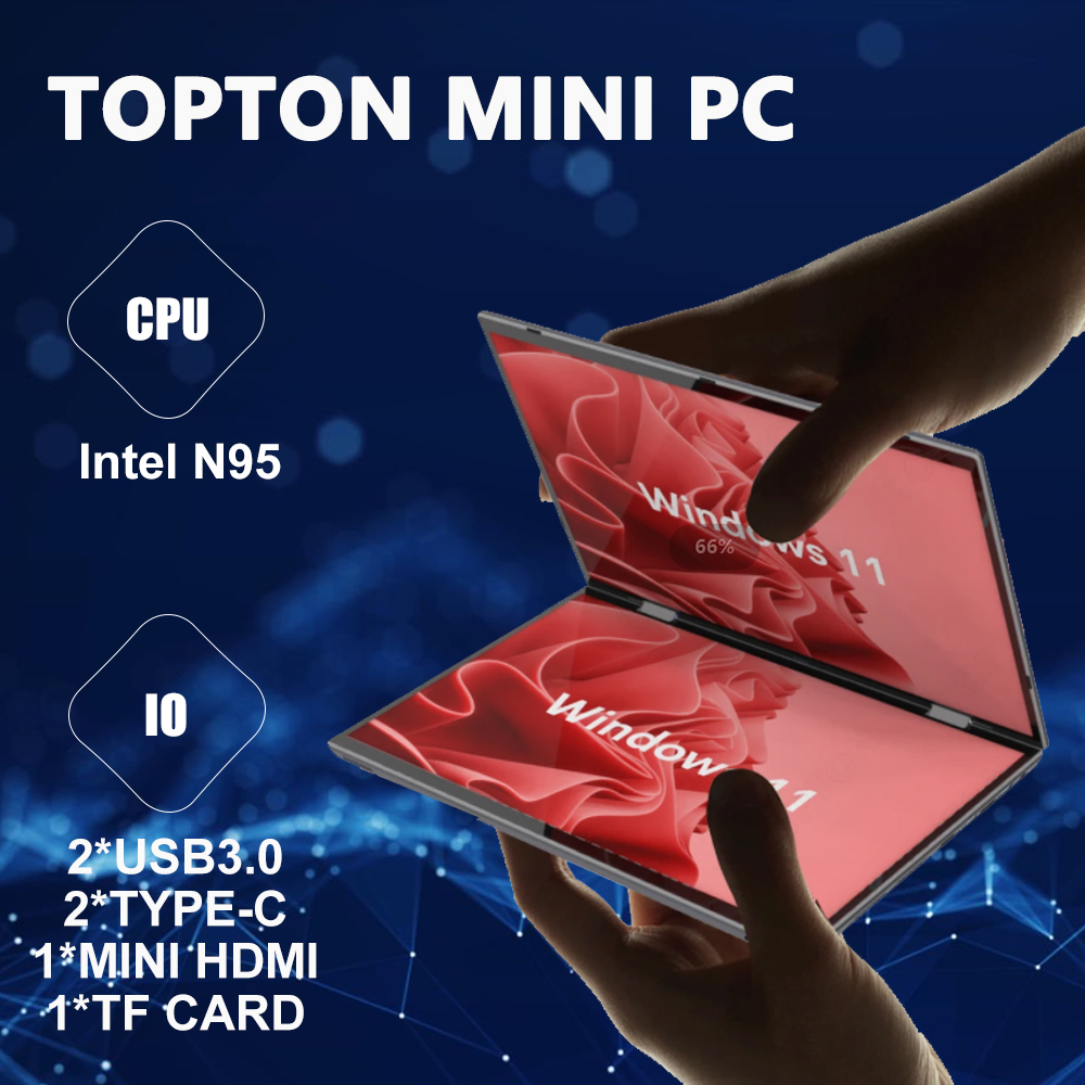 Dual-Screen-Touch-Laptop, umwandelbarer Laptop für Win 11 Pro, 10,5 Zoll Dual-Screen, Intel N95 Mini-PC, Heimbüro, Multimedia, 4500 mAh