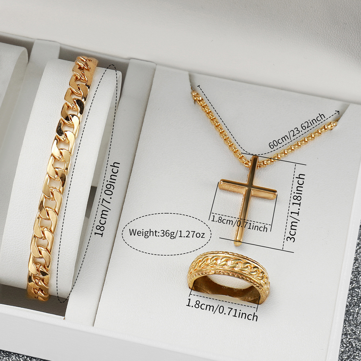 Masculino Relógio de quartzo de aço dourado, banda analógica, relógios de negócios, moda, conjunto de jóias sem caixa, 4 peças por conjunto