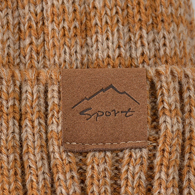Gorro de punto grueso y cálido de felpa para hombre, bufanda de 2 piezas, diseño de bloque de color, gorro Skullie, gorro de borde rizado para pareja