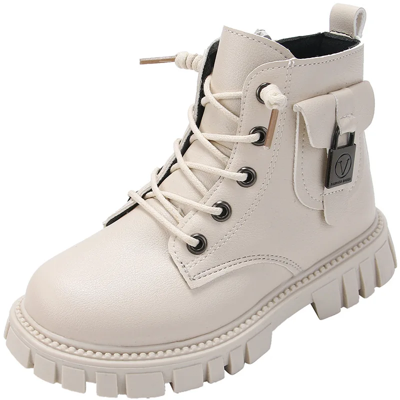Bottes en cuir pour enfants filles, mode automne hiver, nouvelles bottes courtes décontractées et confortables, chaudes, polyvalentes, antidérapantes, en coton
