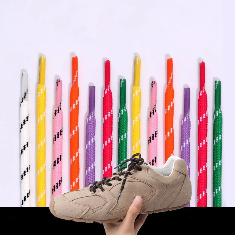 Length 100cm DIY Freedly Round Leather Colorful MIU Shoelaces Canvas Casual  Boots Shoe Laces Rope Shoestrings