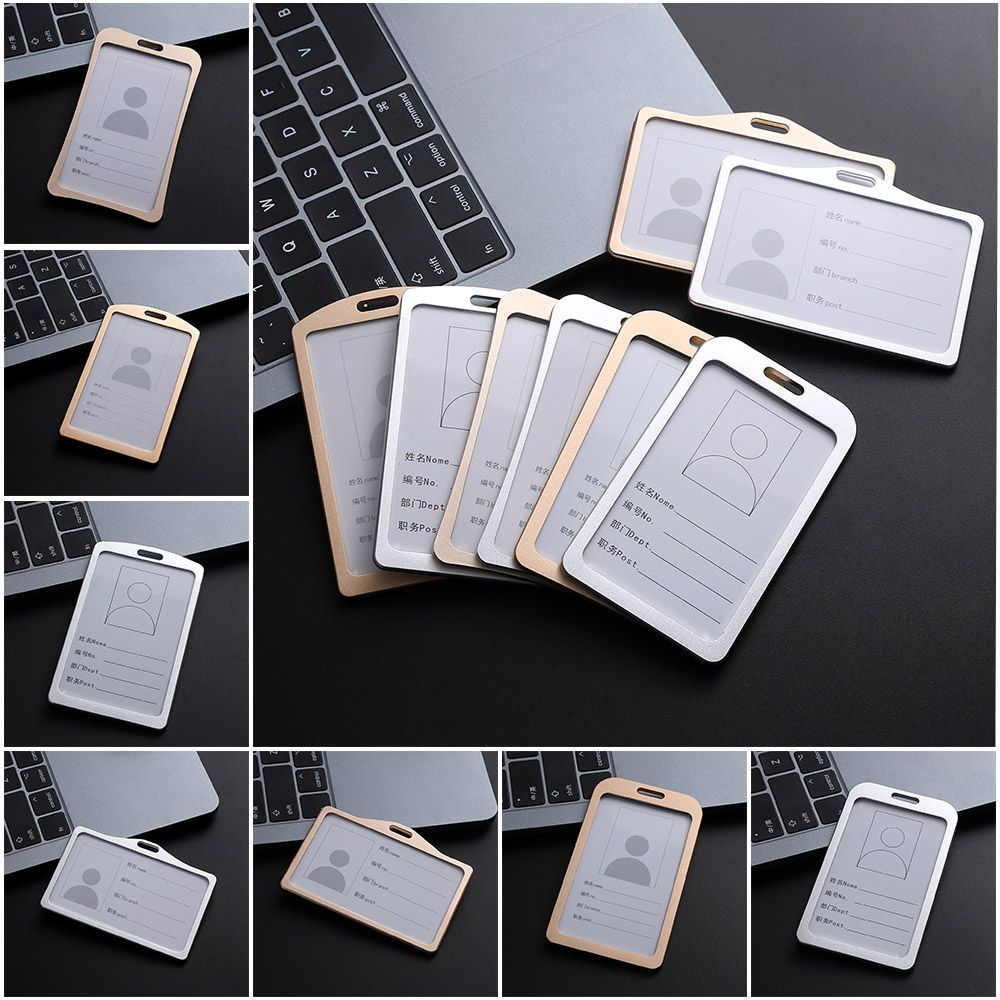 Aluminum Alloy Card Holder Work Card ID Badge Lanyard Holder Luxury Vertical Metal For Busines Work