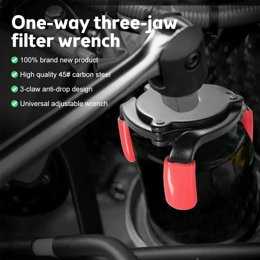 Ferramenta removedora de filtro de óleo de alta qualidade, universal, 3 mandíbulas, carro, ferramenta de remoção de filtro de óleo, interface, ferramentas especiais, chave de filtro de óleo