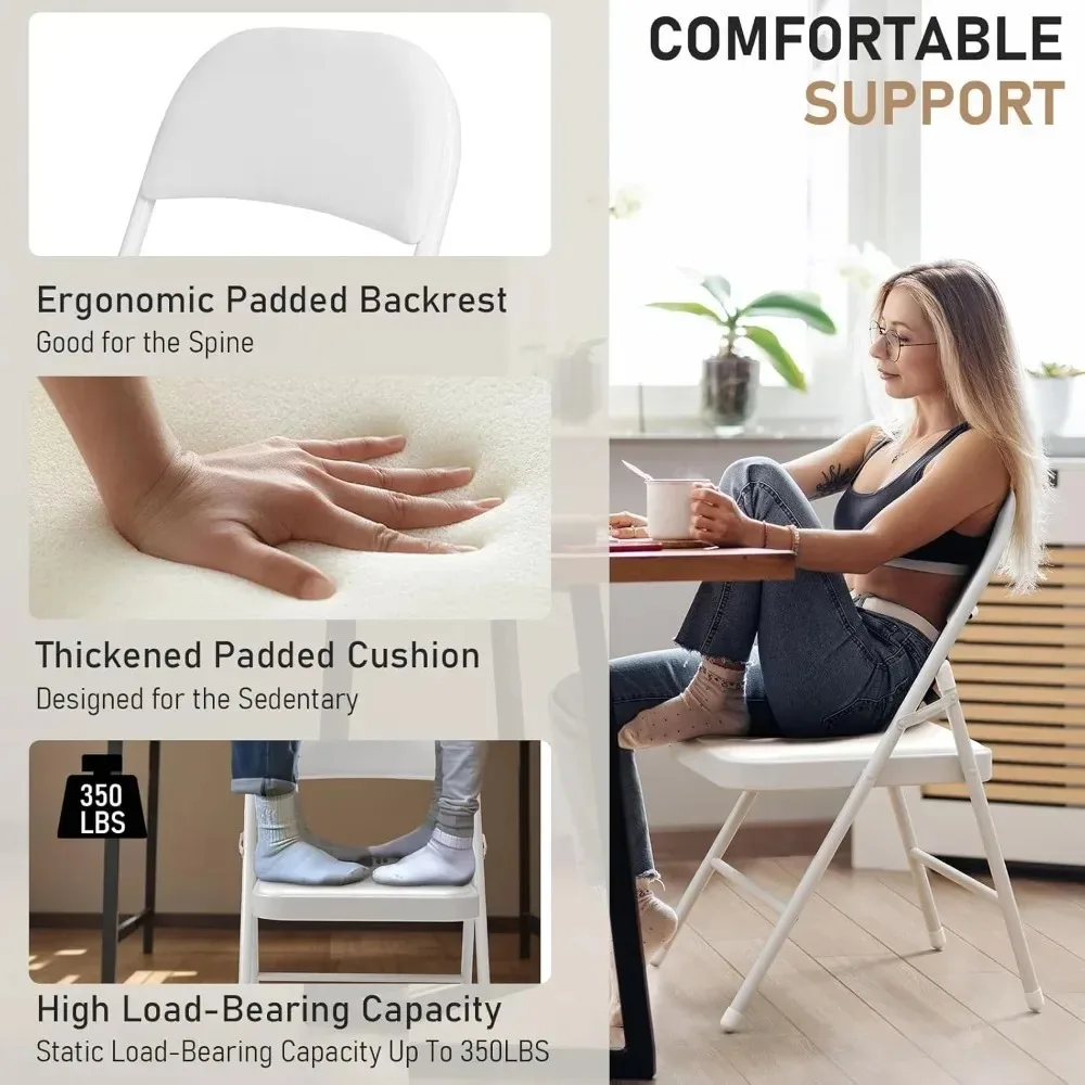 Luxury-Style 30 Pack Folding Chairs with Padded Cushion and Back for Outside Portable Stackable Commercial Foldable Chairs