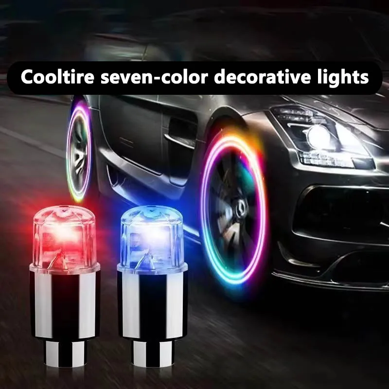2 個のカラフルな LED ホイールバルブライトオートバイ自転車車のホイールタイヤバルブキャップユニバーサル防塵自転車バルブカバー