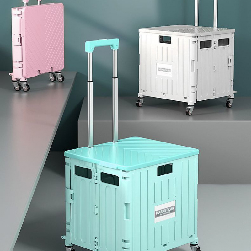 Zusammenklappbarer Einkaufswagen mit Gemüse-Aufbewahrungstaschen – zusammenklappbarer Mehrzweckwagen aus Kunststoff für Picknick, Camping und Lebensmittel im Freien