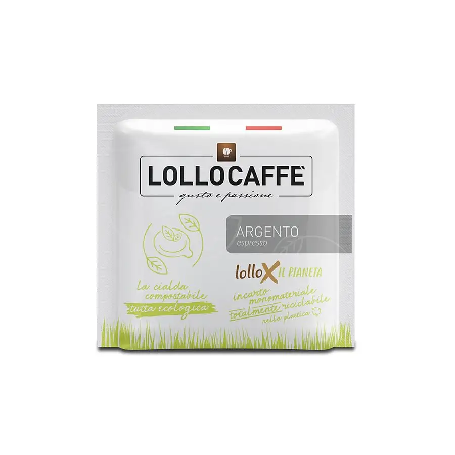 Café gaufré compostable Lollo, mélange d'argent, 600 dosettes, système ESE