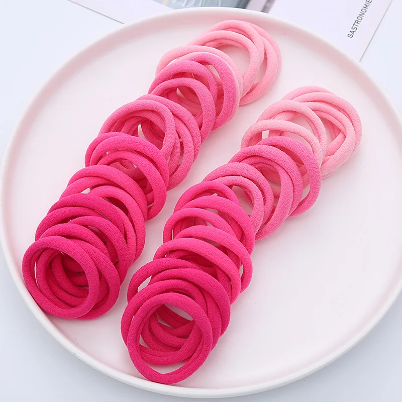 50PCS สีสัน Ealstic ผมเชือกผมหางม้าถือ Scrunchie ยางสําหรับผู้หญิง Basic ไนลอนผมวงยืดหยุ่นไม่มีรอยต่อหญิง