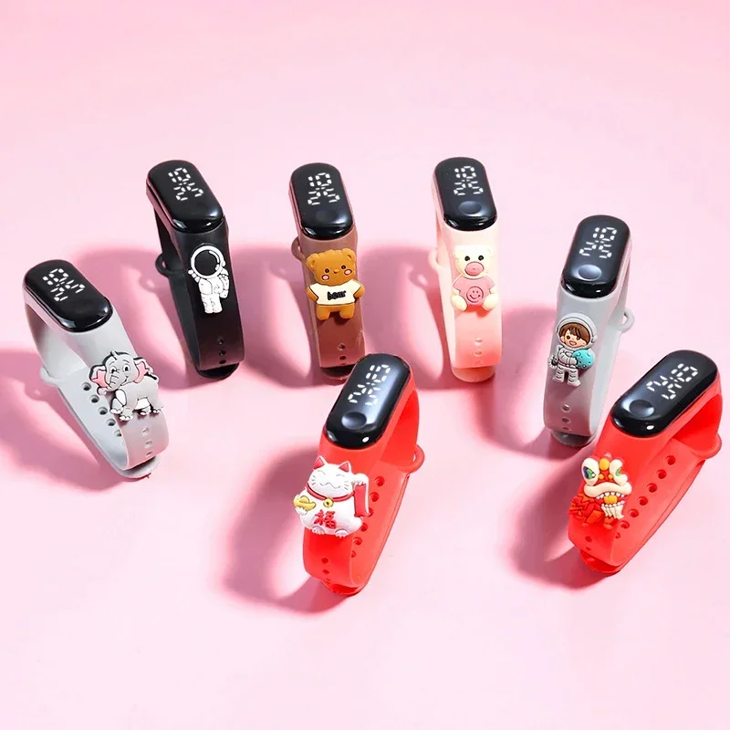 Reloj LED resistente al agua para niños, pulsera deportiva informal a la moda, relojes para niñas y niños, reloj electrónico inteligente de silicona con pantalla táctil para niños