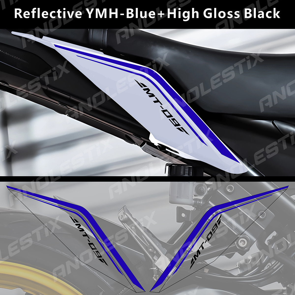 AnoleStix-pegatinas reflectantes para motocicleta, juego de calcomanías de carenado debajo del asiento para YAMAHA MT09 MT-09 SP 2017 2018 2019 2020
