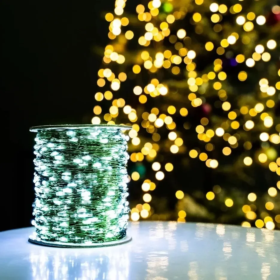 100M LED String Lights Fata Filo verde Luci natalizie per esterni Ghirlanda per albero per la decorazione di nozze per feste a casa di strada di Capodanno