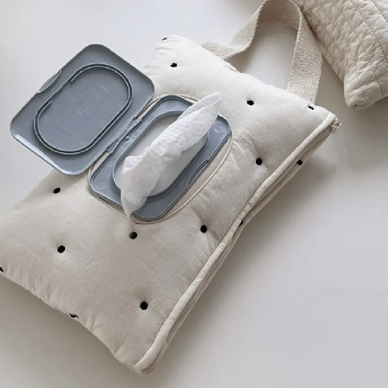 Estojo portátil para lenços umedecidos, saco de extração, caixas de tecido, acessórios para carrinho de bebê, capa de toalha, recém-nascido, saco de suspensão para carrinho