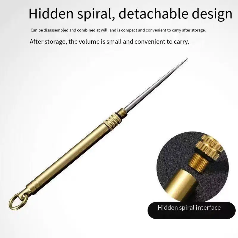 High-end multi-functional brass one-piece toothpick, fruit keychain, dental cleaning wonder, portable card picking needle