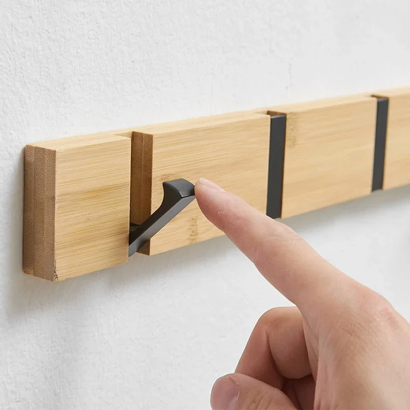 Gancho Invisible de madera para baño, colgador de almacenamiento de llaves de puerta montado en la pared, soporte creativo de aluminio blanco y negro, 3, 4 y 5 ganchos
