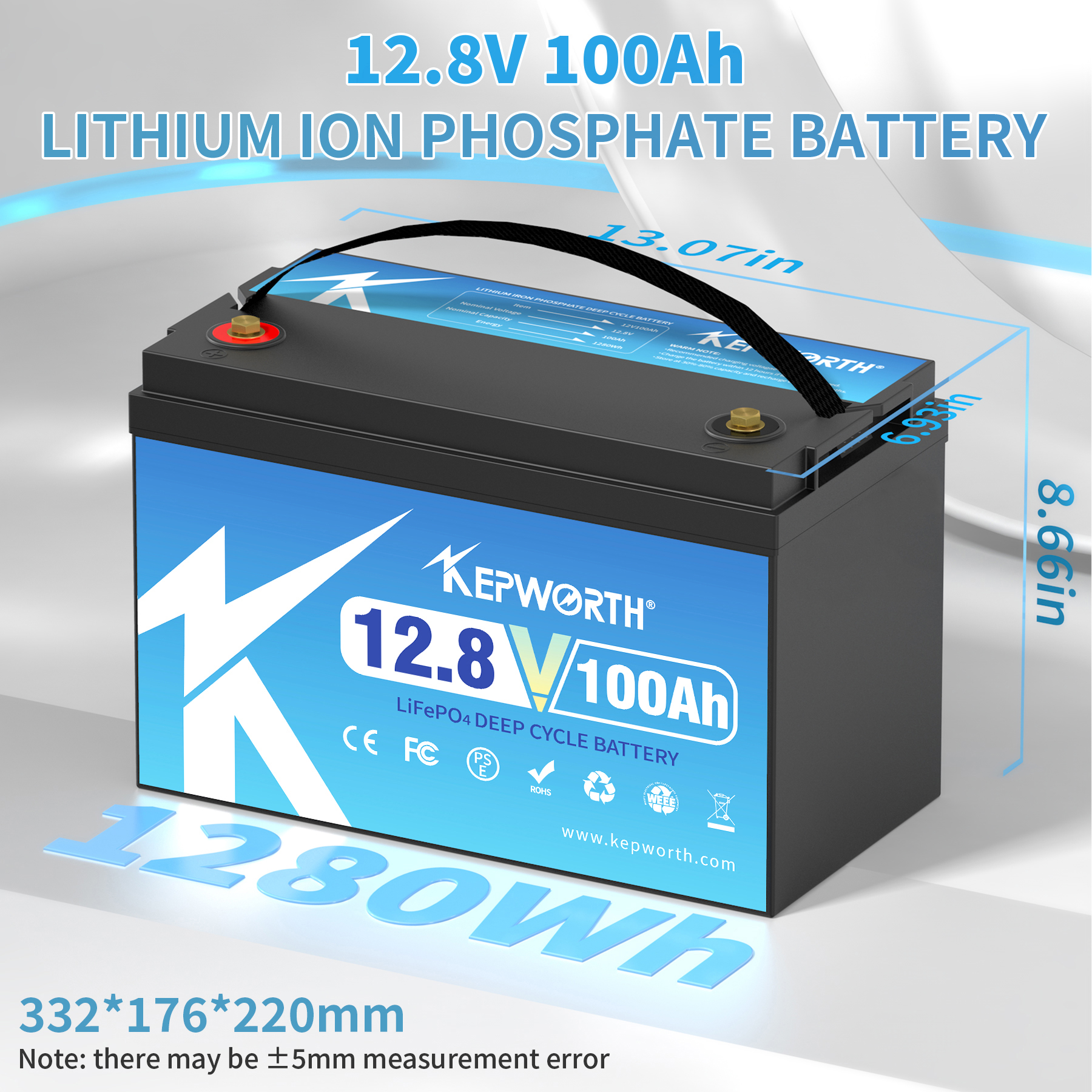 KEPWORTH 12V 100Ah LiFePO4 akumulatory klasy A akumulatory do przechowywania na zewnątrz/domu akumulatory litowo-żelazowo-fosforanowe