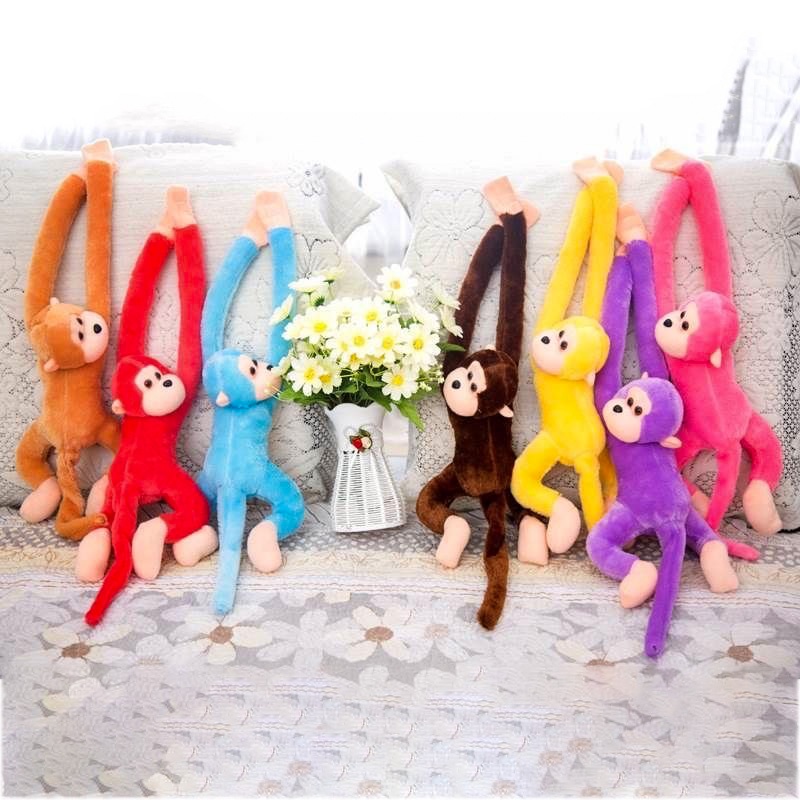 Macaco de pelúcia colorido brinquedos colorido macaco de longo braço fotografia acessórios elétrico crashproof acolchoado macaco boneca pendurado cur