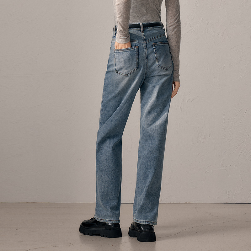 Джинсы Semir, женские персонализированные широкие брюки, новинка зимы 2023, флисовые длинные брюки