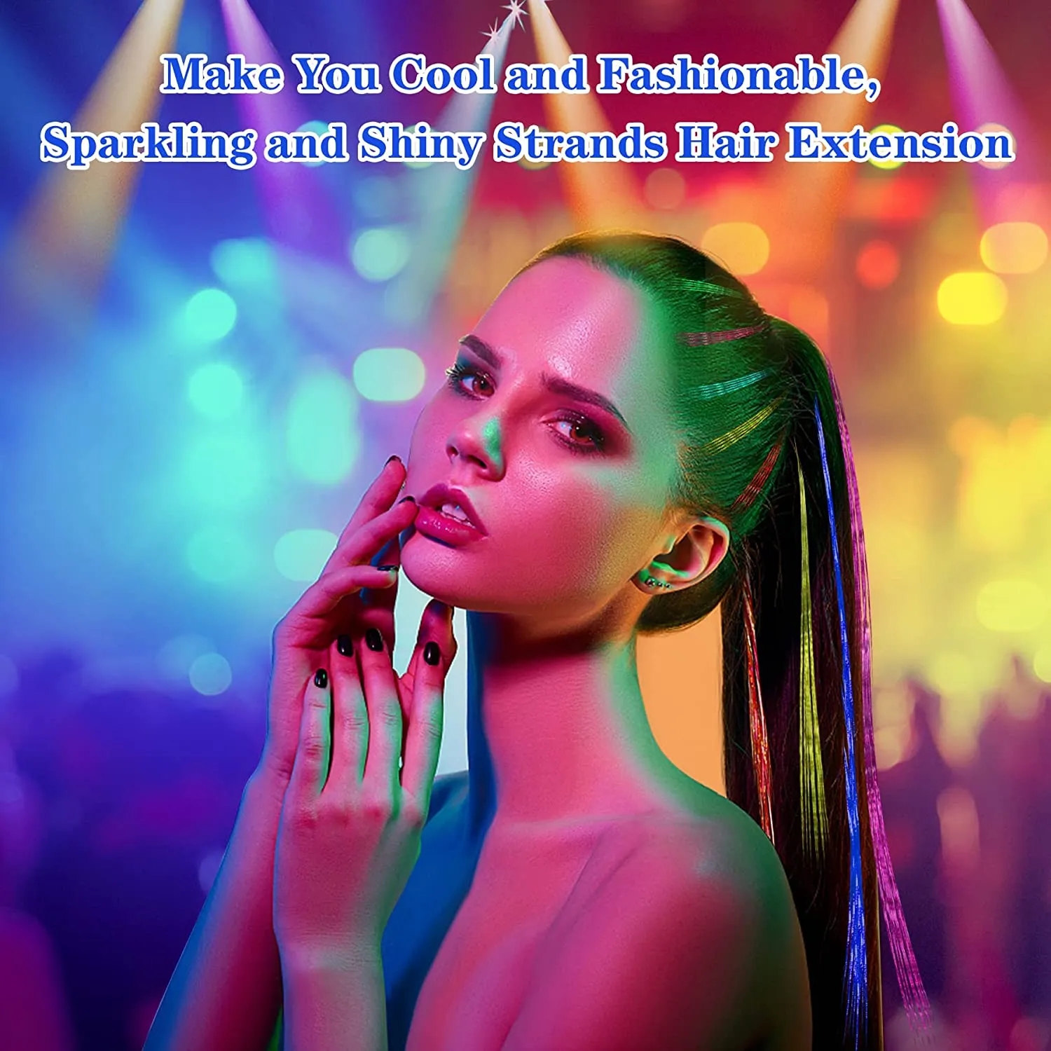 120 ซม.Sparkle เงาผม Tinsel ผม Dazzles ผู้หญิง Hippie สําหรับ Braiding Headdress ผม Braiding เครื่องมือ