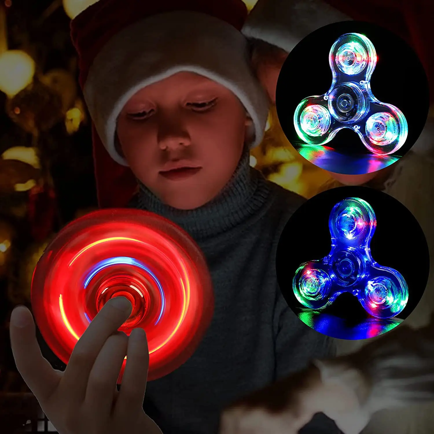 Mão superior spinners cristal luminoso led luz fidget spinner brilho no escuro edc alívio do estresse brinquedos giroscópio de alívio cinético para