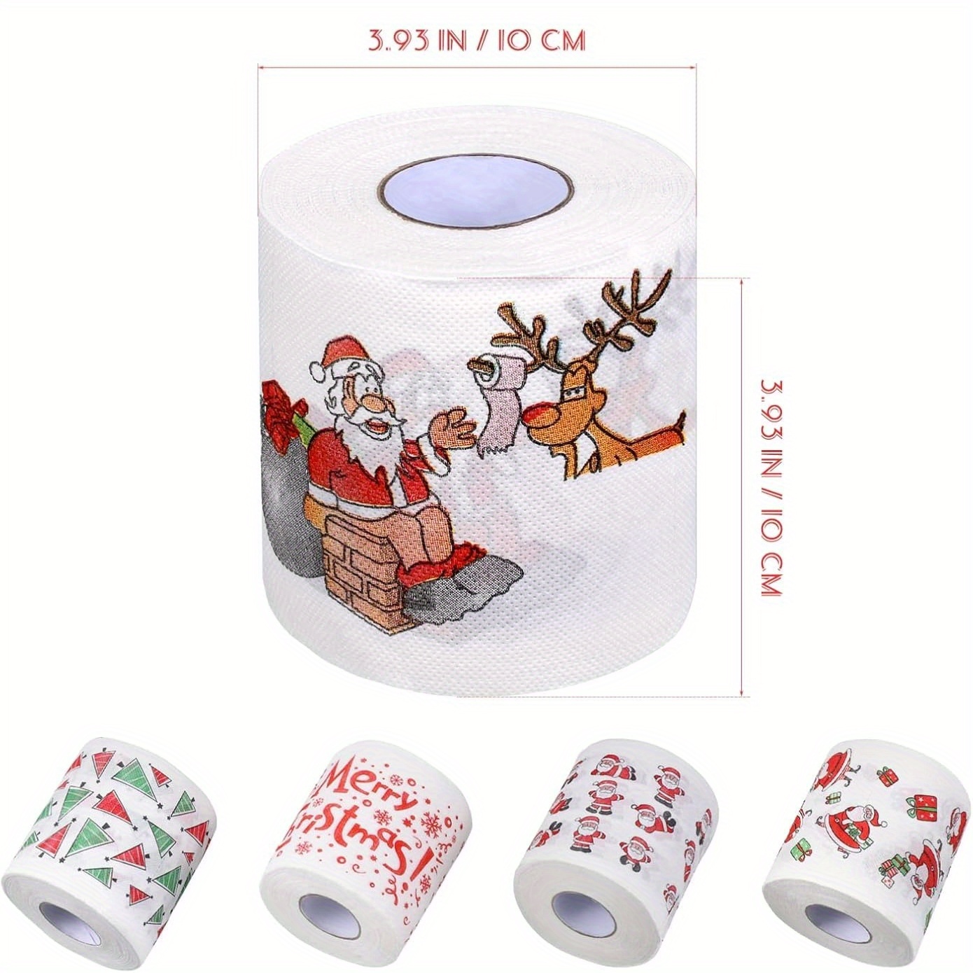 Christmas Toilet Paper - Santa Claus and Holiday Designed Disposable Tissues, Ideal for Christmas Dinner