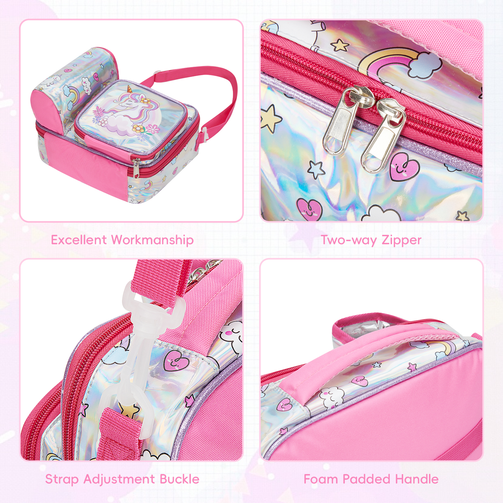 รูปแบบการ์ตูน Cooler กล่องอาหารกลางวันแบบพกพาฉนวน Oxford ถุงอาหารกลางวันความร้อนอาหารปิคนิคอาหารกลางวัน Tote กระเป๋าสําหรับเด็กผู้หญิง