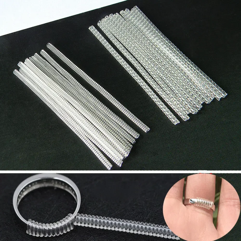 4 unids/set herramientas reductoras de tamaño de anillo anillos basados en espiral ajustar tensor transparente Invisible herramienta de redimensionado protector de joyería