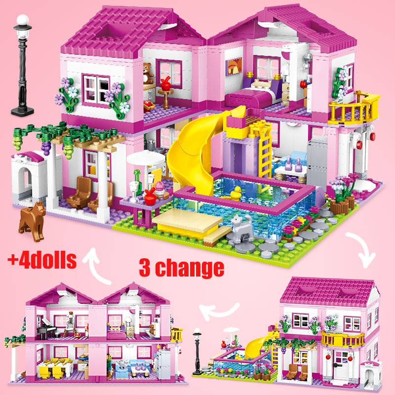 ชุดตัวต่อปราสาทสำหรับบ้านในเมืองของเล่นแบบทำมือสำหรับเด็กและเพื่อนๆ kado ulang tahun