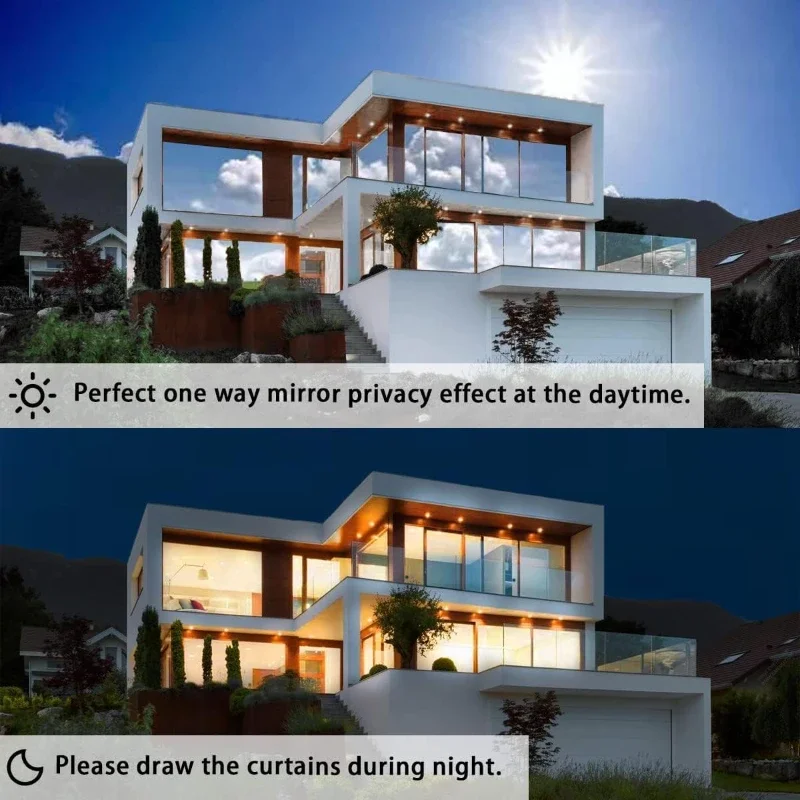 Raamprivacyfilm One Way Daytime Privacy Statisch vastkleven Zonblokkering Anti UV Reflecterende spiegelraamtint voor thuis en op kantoor