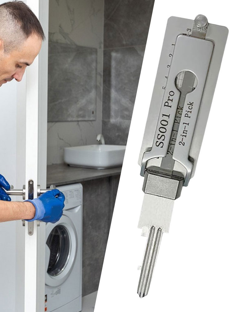 2 in 1 Stainless Steel Key Decoder Portable Precision Hook And Pickup Hand Tool Lock Decoder Maintenance Repair Kit