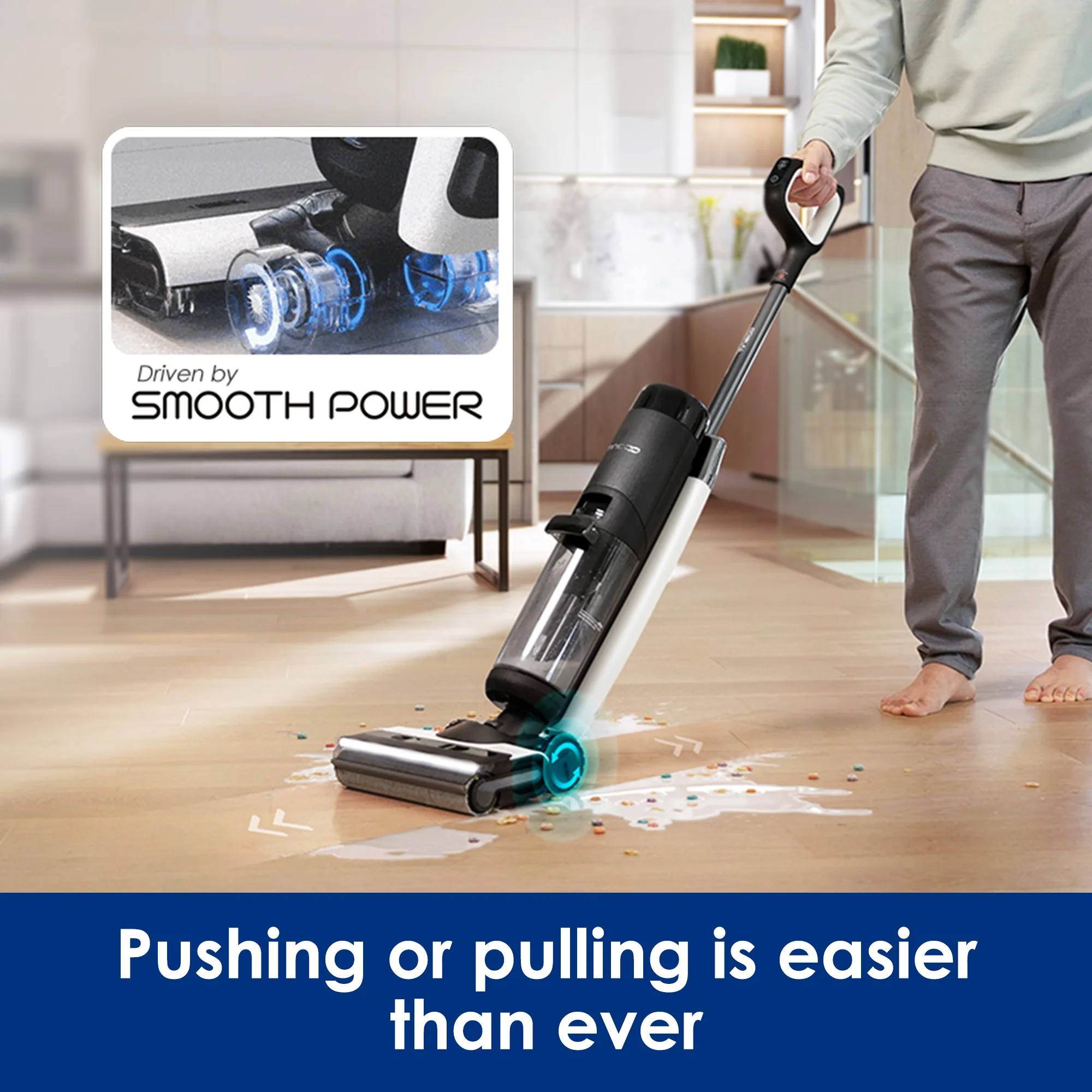 Tineco FLOOR ONE S7 FlashDry Inteligentny bezprzewodowy odkurzacz na mokro i sucho do lepkich wiadomości 158. ℉ Suszenie lampy błyskowej na gorące powietrze Dwustronne czyszczenie krawędzi