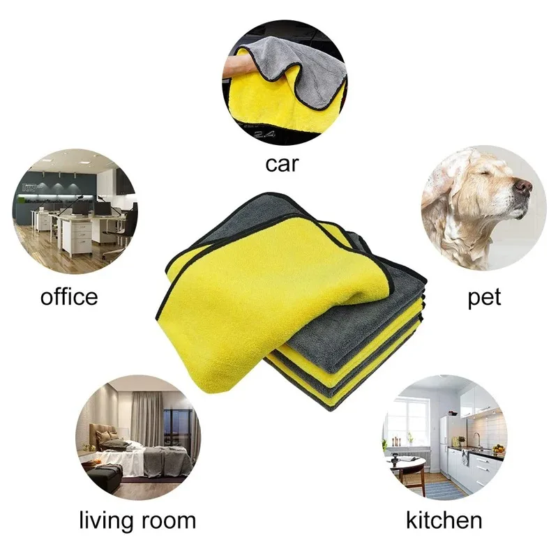 1-5Pcs Microfiber Towel Car Microfiber Cloth Wash Towel Microfiber Cleaning Cloth Absorbent Car Wash Drying Towel Auto Detailing