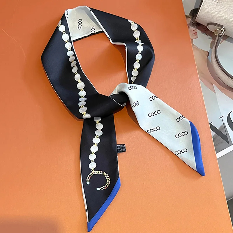 Luxe 5*85 cm Slanke Model Temperament Kleine Sjaal Lange Zijden Sjaal Haarband vrouwen All-Match Dubbelzijdig Streamer