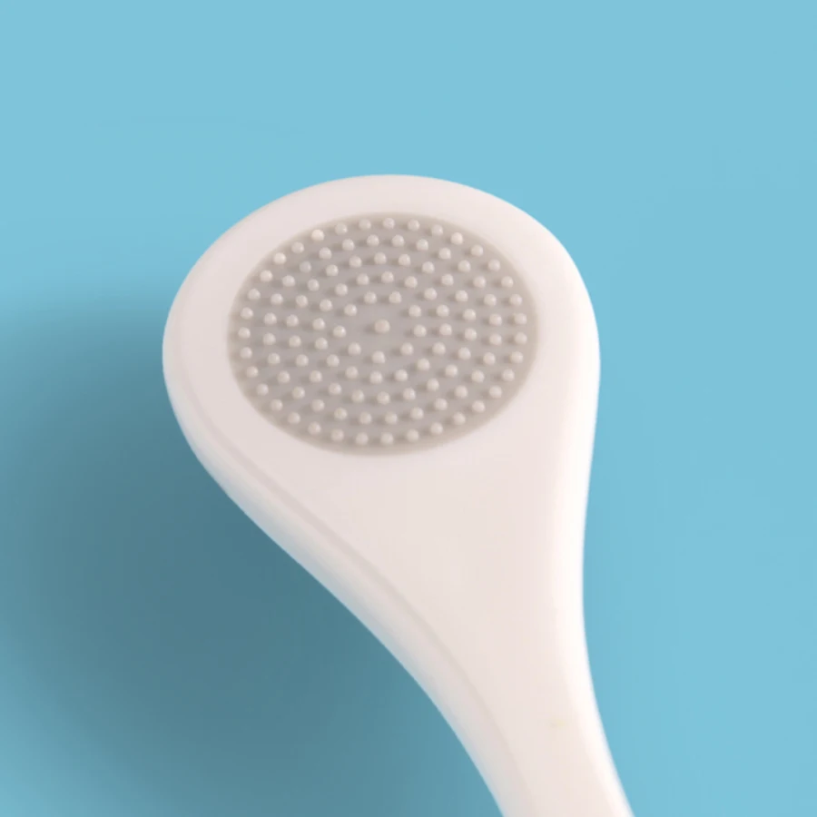 Black and white double color tongue cleaner  soft rubber tongue scraper handle non-slip design independent box sent