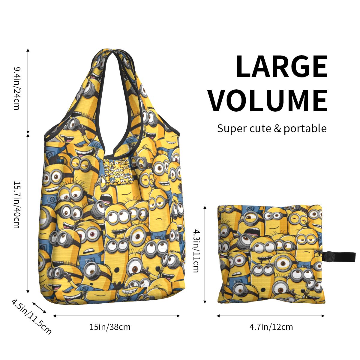 Tas belanja Minion kartun cetak 3D tas belanja desainer tas Tote kasual wanita tas tangan siswa kantor poliester