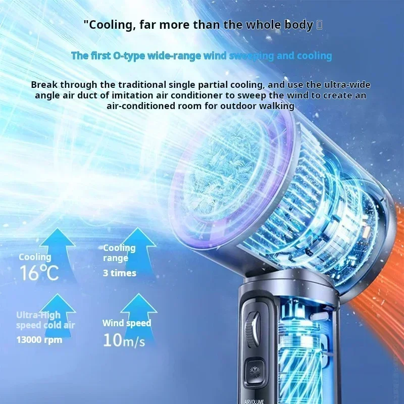 Cold compress handheld fan 4000mAh 100 speed Superconducting ice porcelain refrigeration Refrigeration button Small and portable