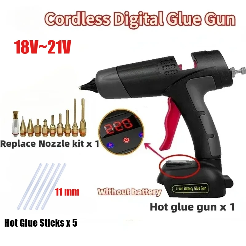 For Makita 18V Cordless Glue Gun Adjustable Temperature Without Battery Silicone Gun Black for 11mm Glue Sticks DIY Repair Tools