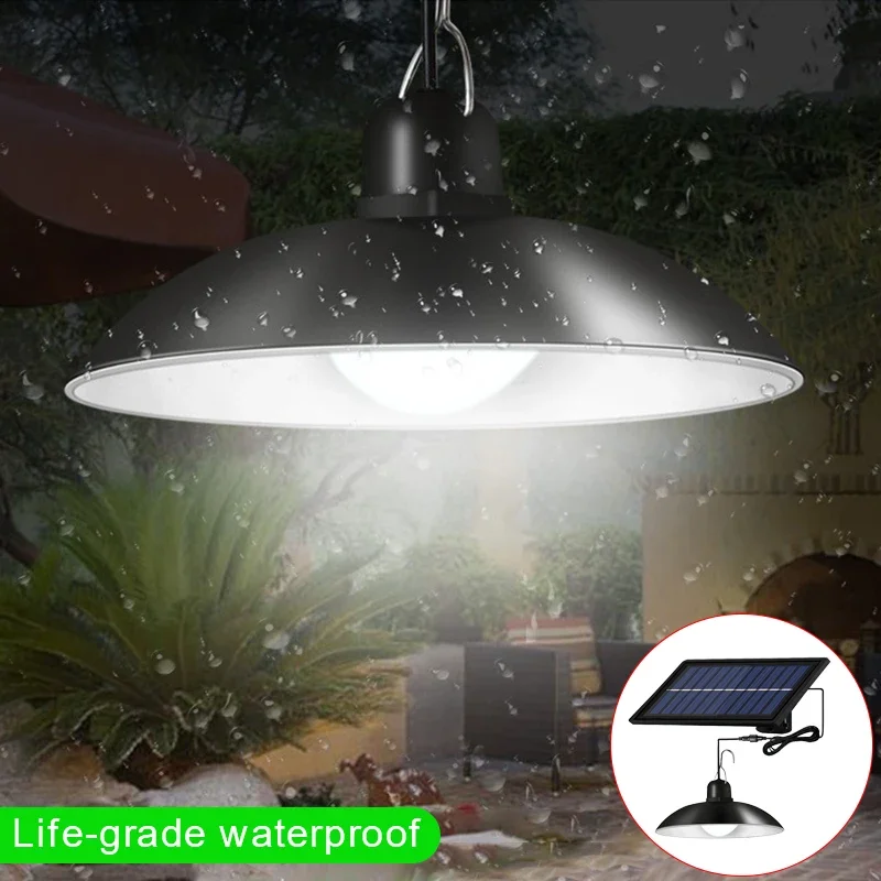 Luz Solar para interiores y exteriores, luz colgante Solar para acampar, luces solares para exteriores, un arrastre, dos luces impermeables