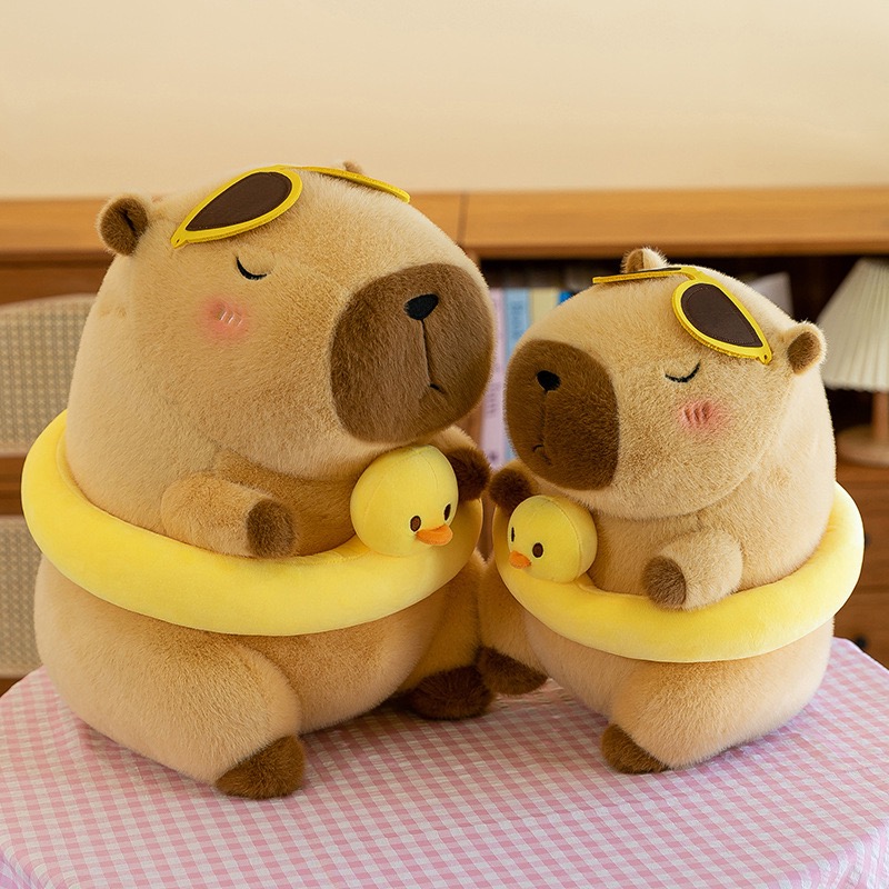 Gelbe Ente Schwimmring Capybara Plüschtier Niedliche Simulation Beachwear Capibara Kawaii Stofftier Kapibala Geburtstag Reisegeschenke