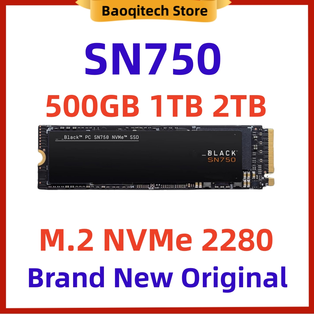 SSD SN850 2TB 1TB PCIE 4.0 M.2 NVME 2280 SN750 500G 1T 2T PCIE 3.0 WD Western Digital용 검정색 디스크 솔리드 스테이트 드라이브