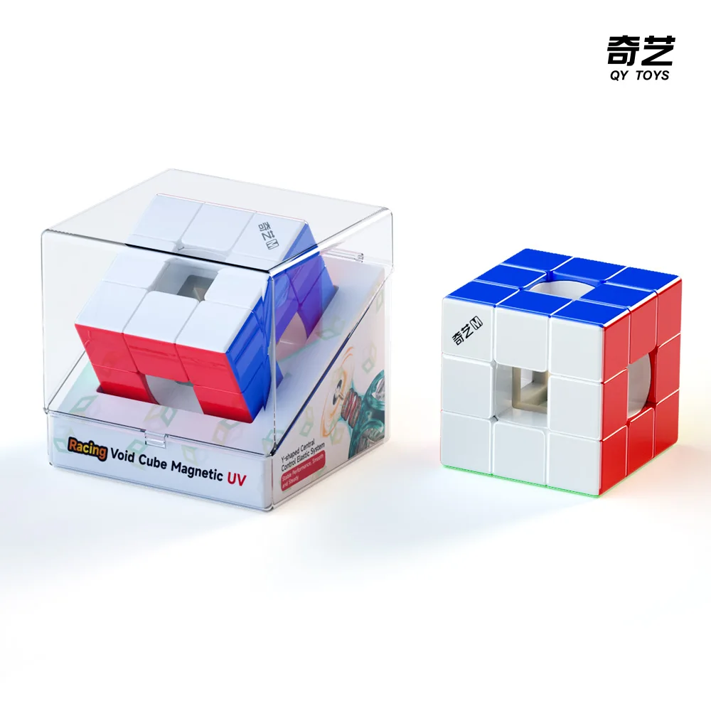 [JudyCube] Qiyi Racing Void Cube Магнитный УФ-волшебный скоростной куб Игрушки-непоседа без наклеек Cubo Magico Puzzle Qiyi Hollow 3x3 M
