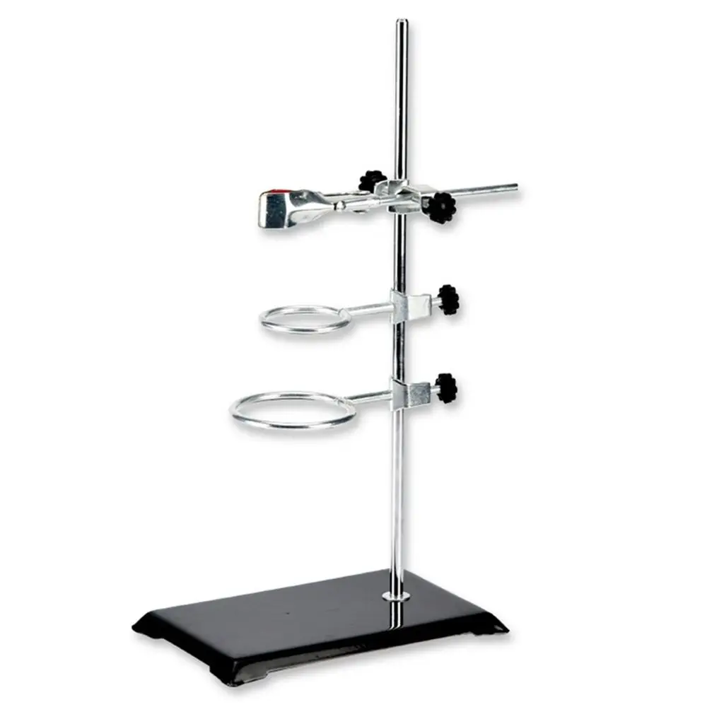Juego de soportes de laboratorio, soporte de laboratorio de acero con Base de hierro fundido, varilla de 16 "L con abrazadera de bureta y abrazaderas de anillo de matraz