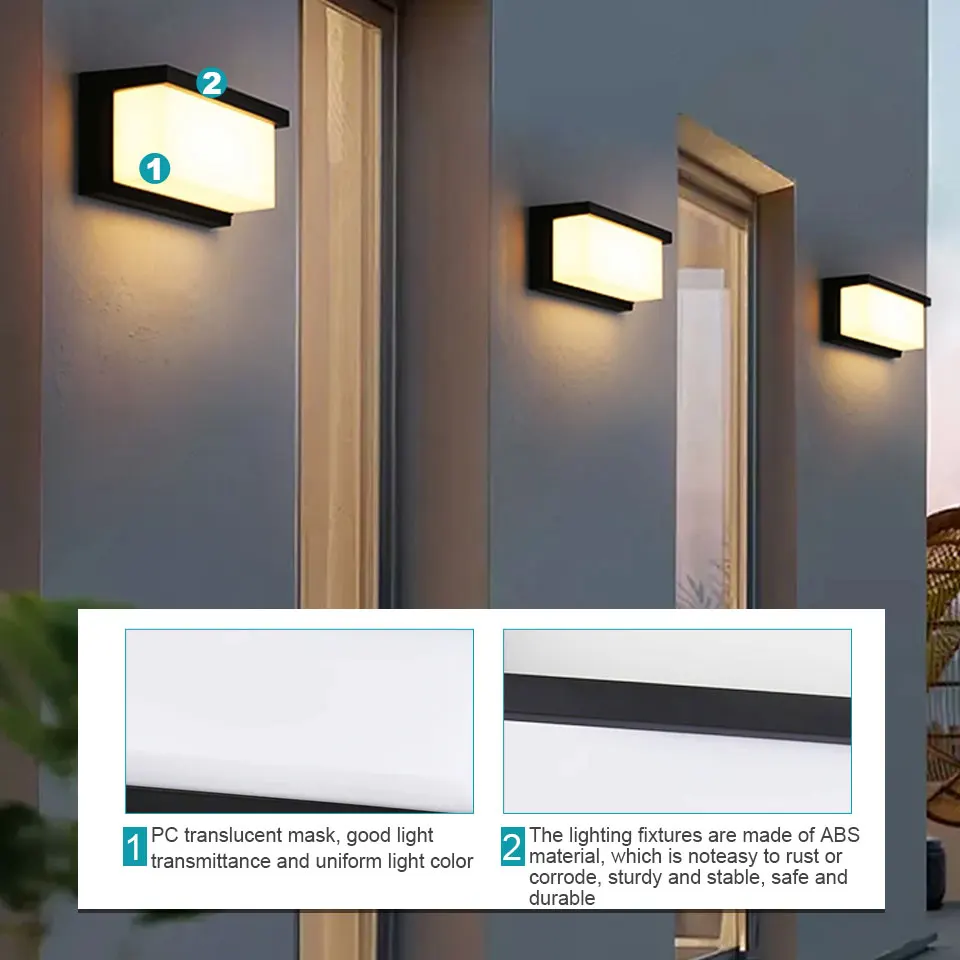 Lampada da parete a LED con sensore di movimento AC85-265V esterno portico antracite balcone giardino cortile lampada retrò per portico scala