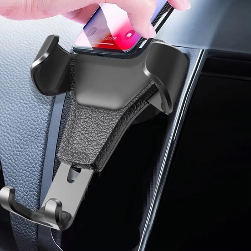 1 PC Universal Gravity Car Air Outlet Clip-On Leather Texture Mobile Phone Holder