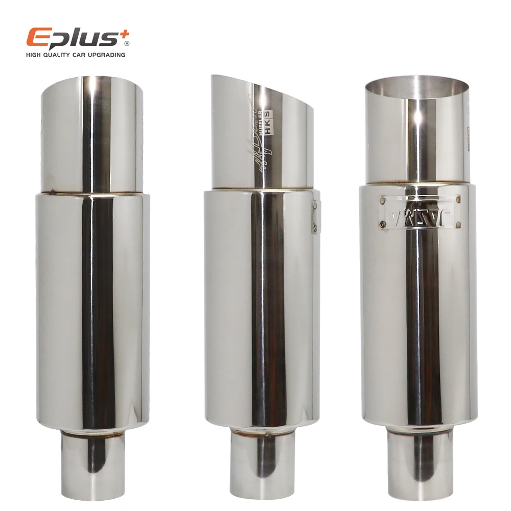 Edelstahl-Auto-Auspuffrohr, gerade Trommel, Schalldämpfer-Endrohr, hochwertiges Universal-Außendurchmesser 51 57 63 mm, Auslass 89 mm, Länge 370 mm