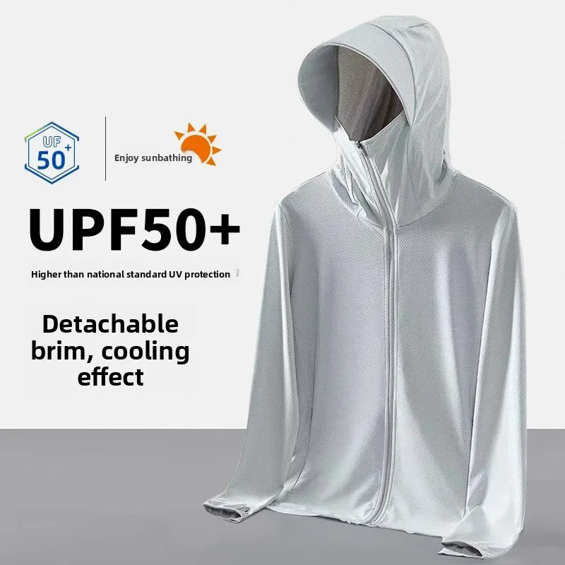 UPF50+ UV Protection Ice Silk Cool Feeling Sun Protection Clothing Lightweight Breathable Fiing Jaet Outdoor Sports irt