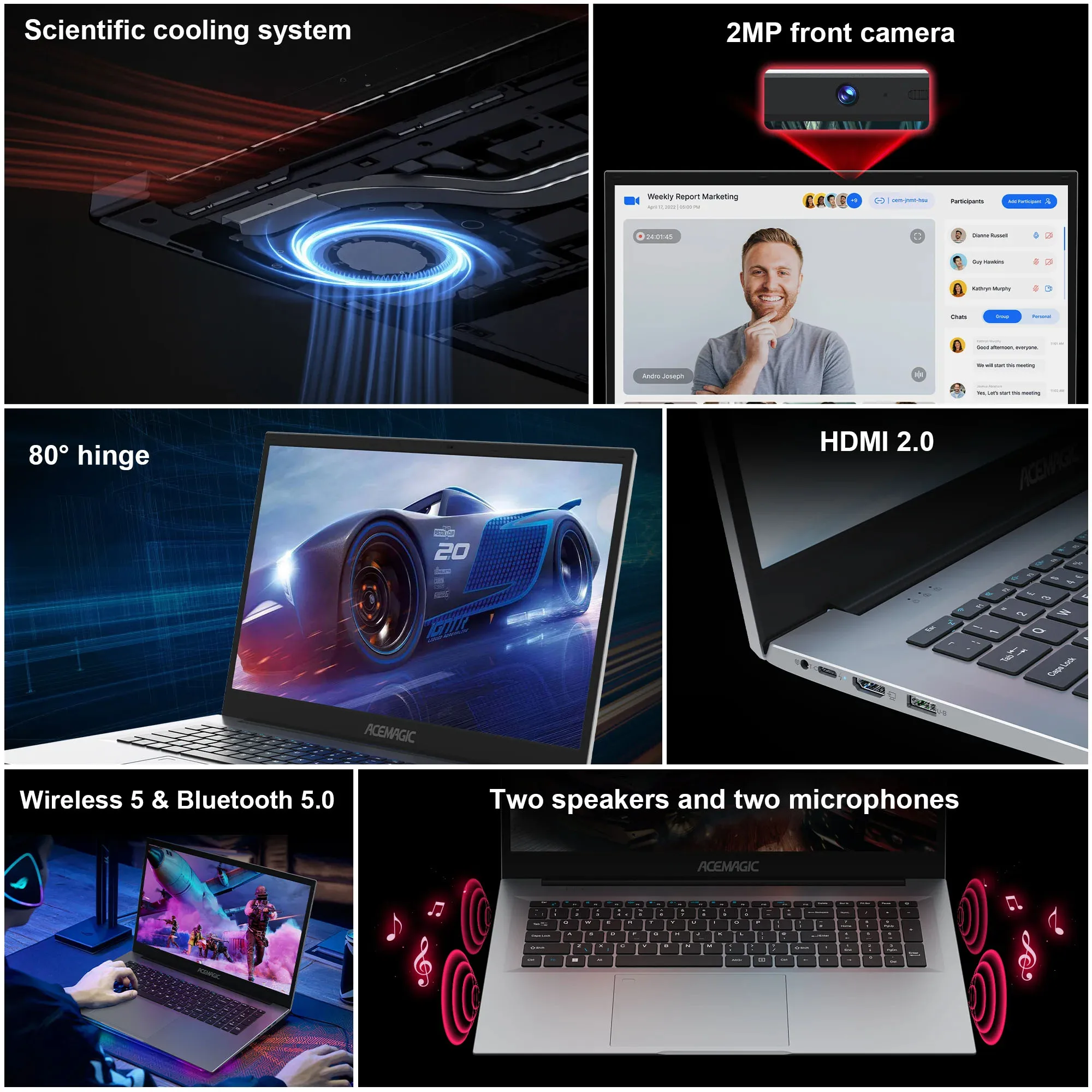 ACEMAGIC 18,5-Zoll-Laptop-Computer Windows 11 PRO 8000 mAh Akku Intel N150 Quad-Core-Prozessor 16 GB DDR4 RAM 512 GB SSD Wifi5