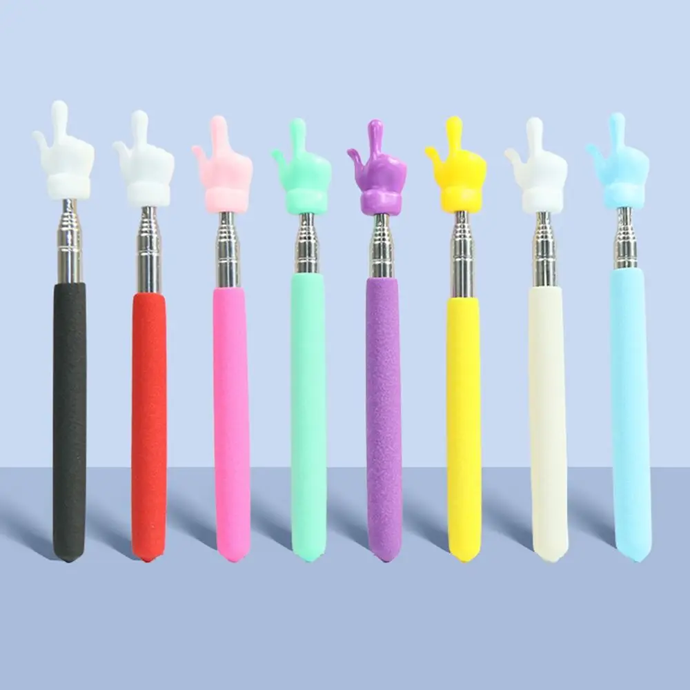 Ponteiro retrátil para professor, design de dedo, aço inoxidável, telescópico, ensino escolar, suprimentos para professores para sala de aula